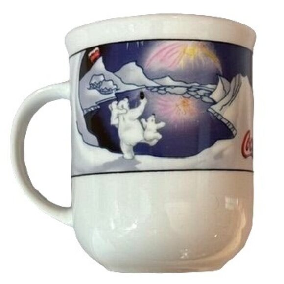 Vtg Coca-Cola by Sakura Polar Bear Winter Scene Mugs Porcelain Cups 3 Piece Set - Picture 5 of 12